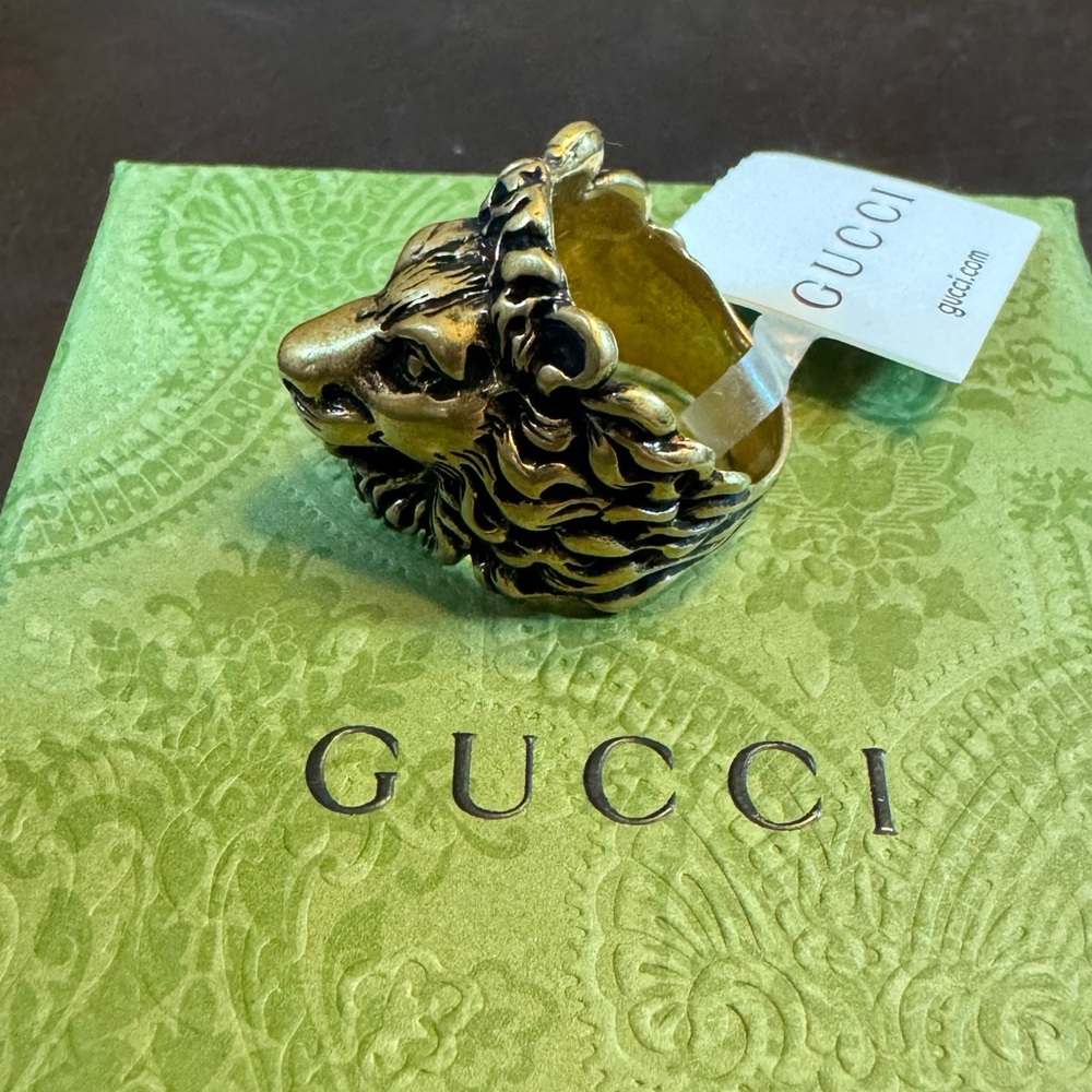 New Authentic Gucci Lion Head Ring Size IT 19 / US 8.75 - Picture 10 of 13